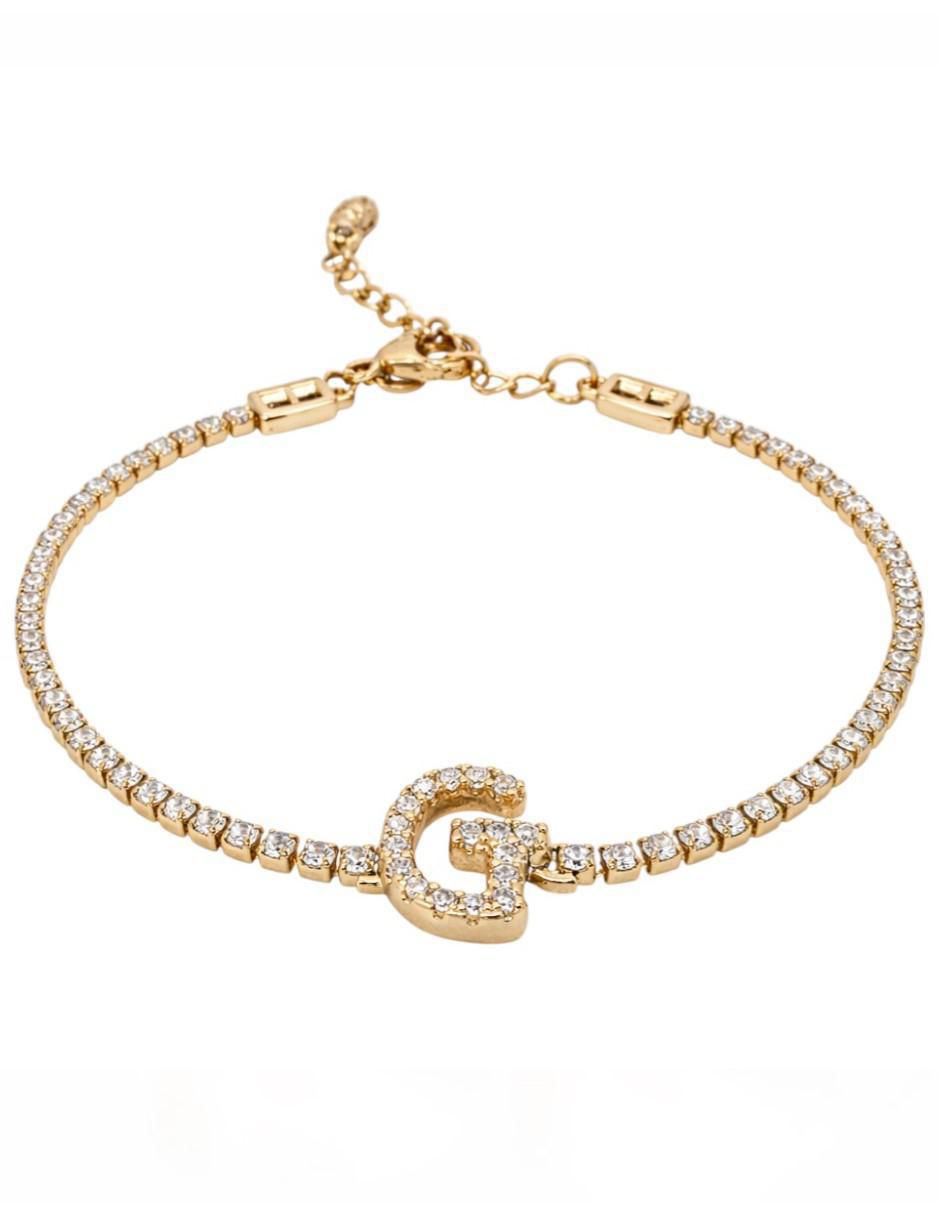 Pulsera de oro laminado con zirconia cúbica 14 k Joyería Elegante para mujer acabado chapa de oro