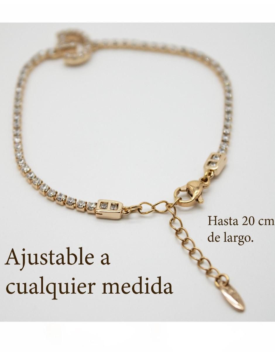 Pulsera de oro laminado con zirconia cúbica 14 k Joyería Elegante para mujer acabado chapa de oro