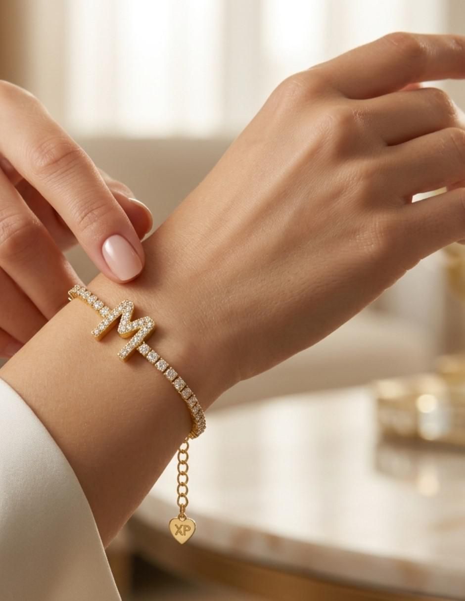 Pulsera de oro laminado con zirconia cúbica 14 k Joyería Elegante para mujer acabado chapa de oro