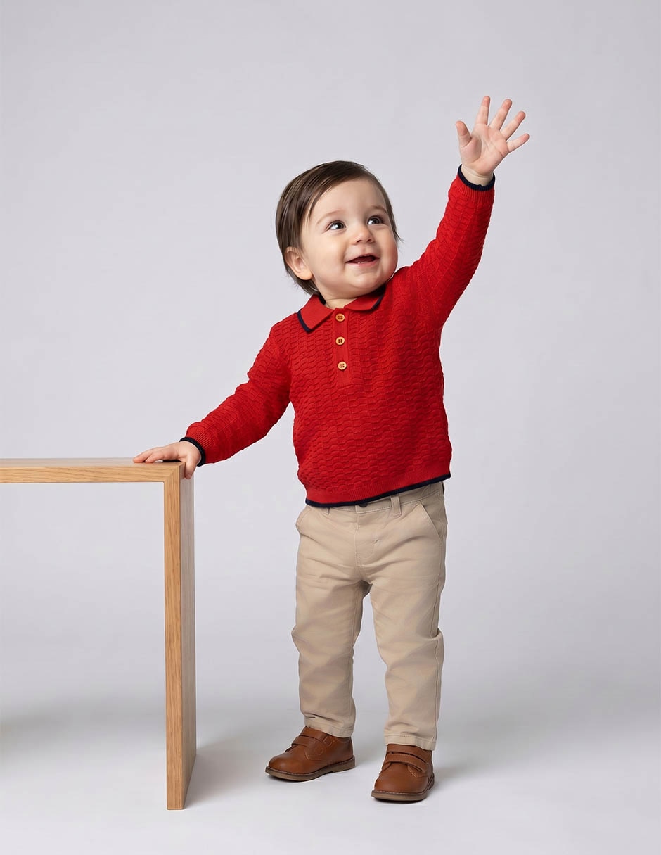 Playera tipo polo de algodón para bebé niño