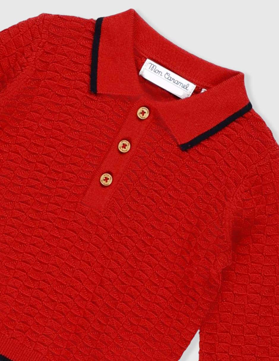 Playera tipo polo de algodón para bebé niño