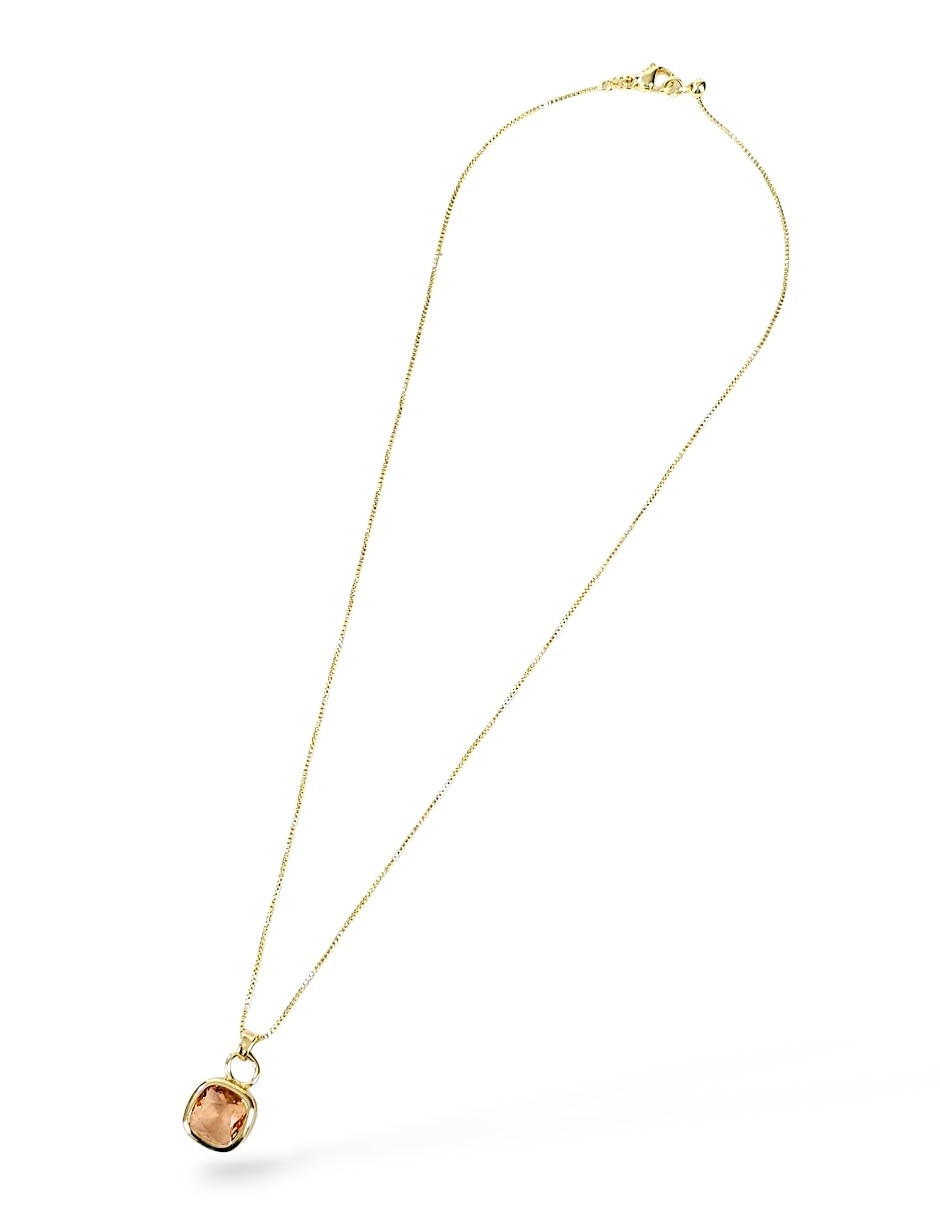 Aretes y collar cuadrado de oro laminado 18 k zirconia 7