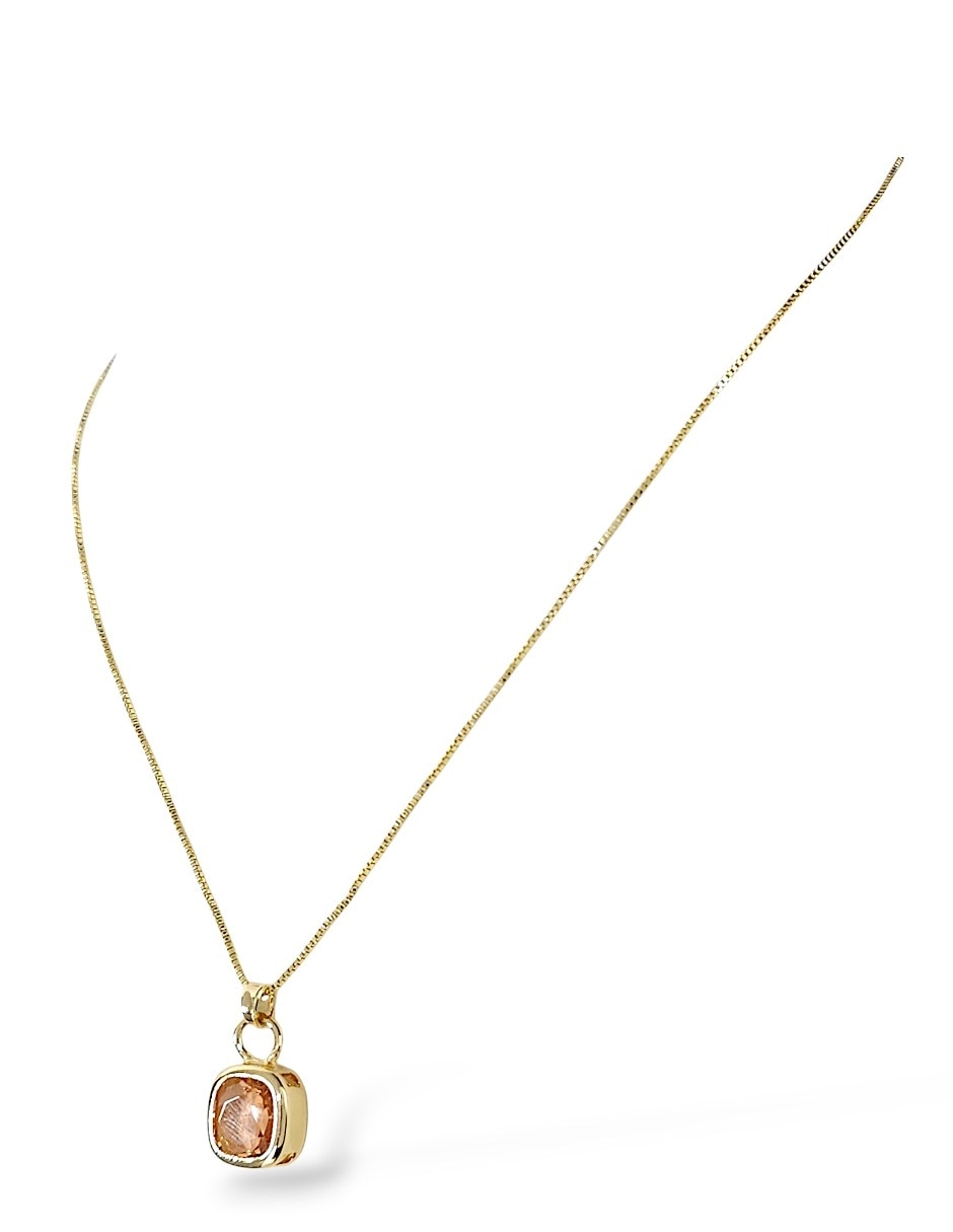 Aretes y collar cuadrado de oro laminado 18 k zirconia 8
