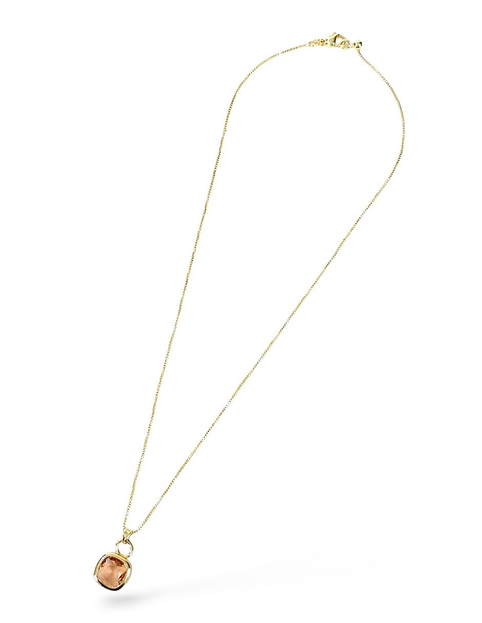 Aretes y collar cuadrado de oro laminado 18 k zirconia 7