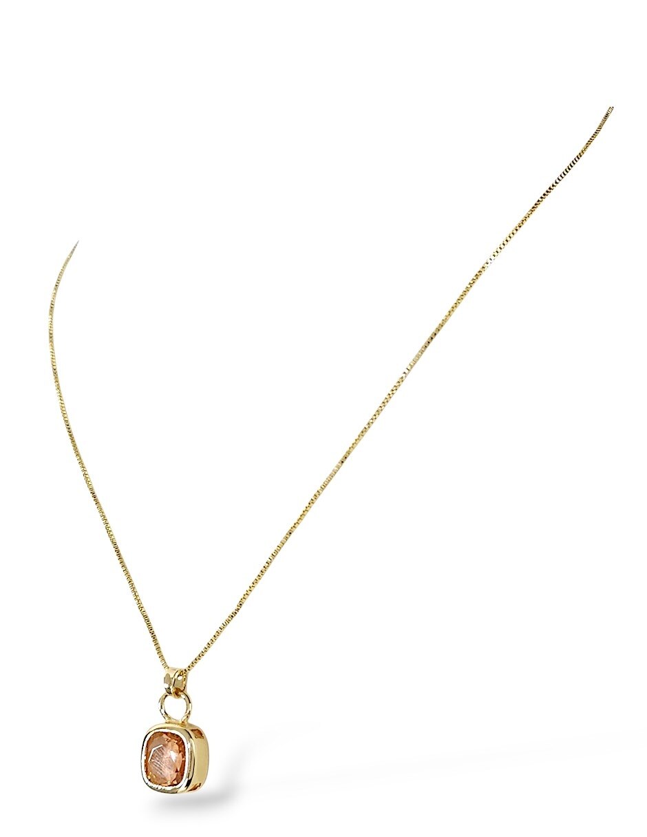 Aretes y collar cuadrado de oro laminado 18 k zirconia 8