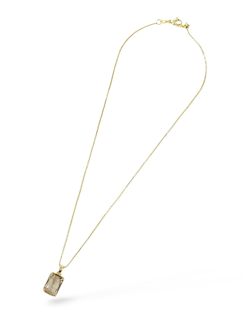 Aretes y collar rectangular de oro laminado 18 k zirconia 6