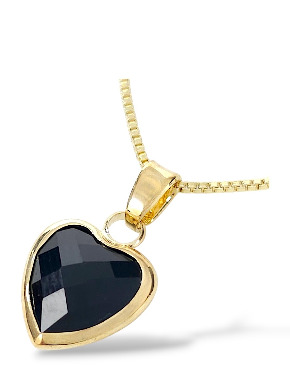Aretes y collar de corazón de oro laminado 18 k zirconia 5