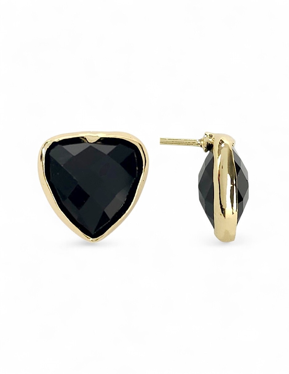 Aretes y collar de corazón de oro laminado 18 k zirconia