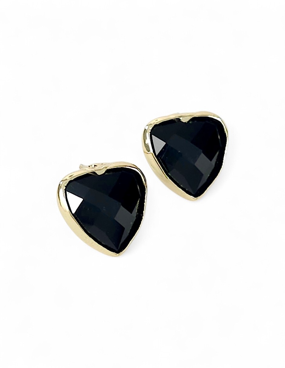 Aretes y collar de corazón de oro laminado 18 k zirconia