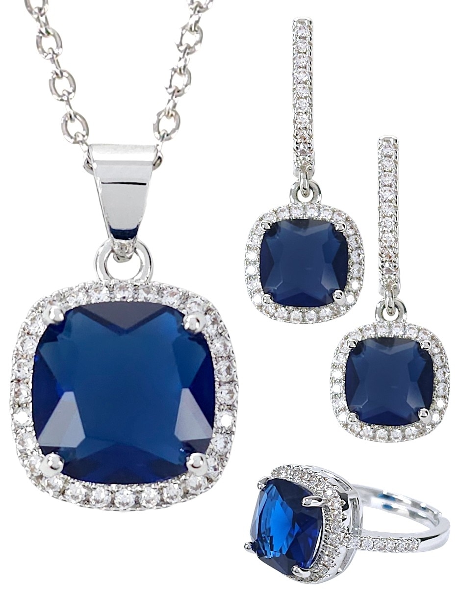 Aretes collar y anillo de (si aplica) Cuadrada GENERICO Sin familia o colección No aplica de Acero inoxidable Sin kilataje Zirconia