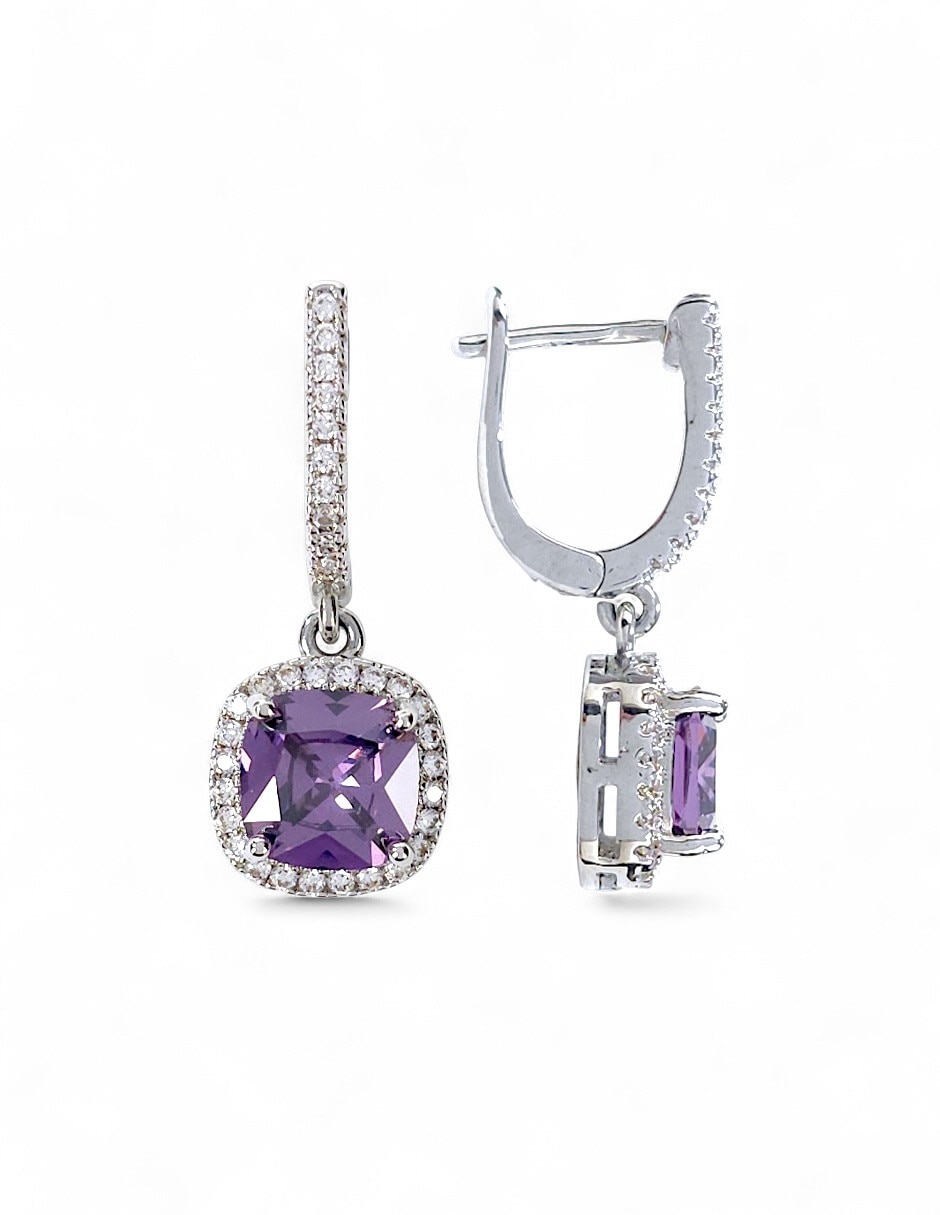 Aretes collar y anillo cuadrado Generico zirconia