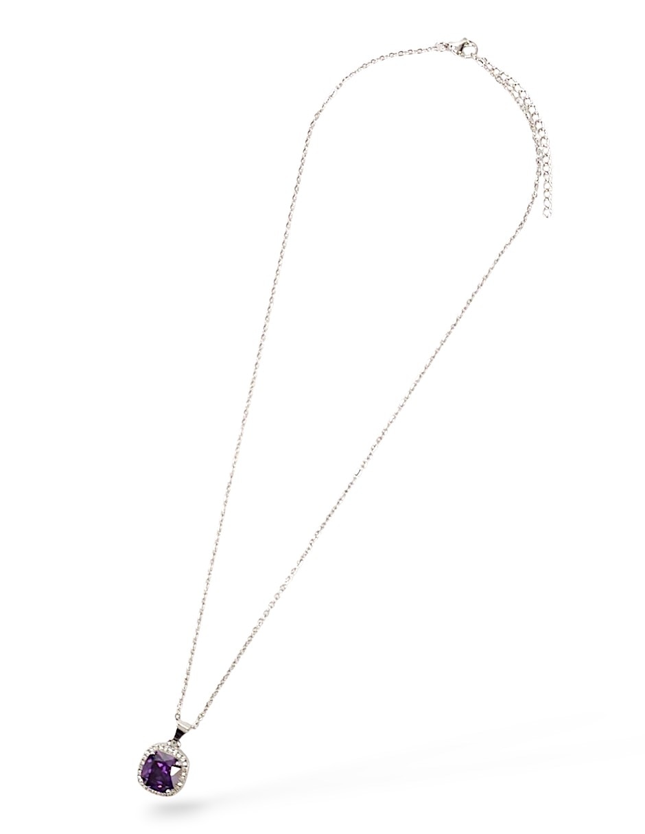 Aretes collar y anillo cuadrado Generico zirconia