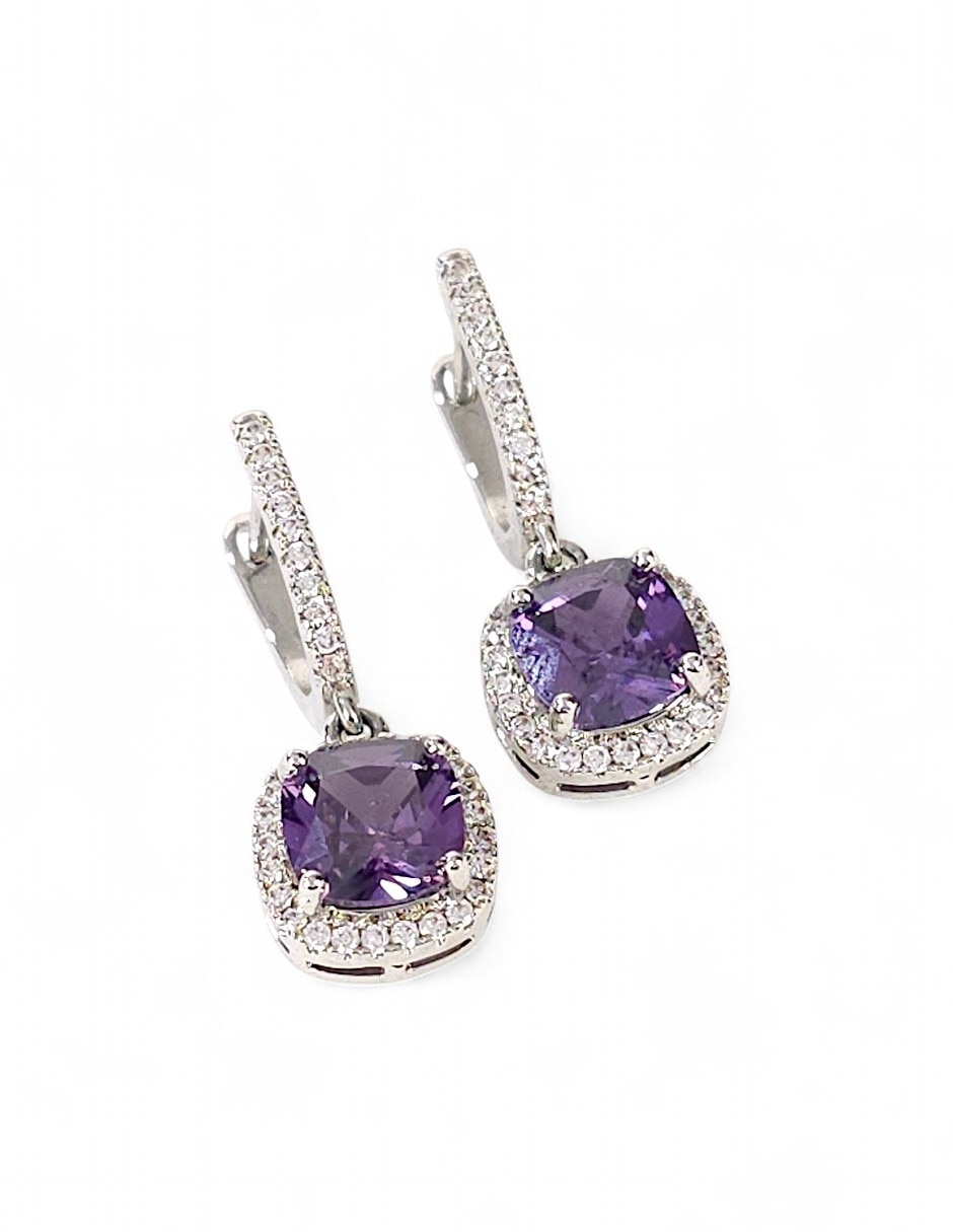 Aretes collar y anillo cuadrado Generico zirconia