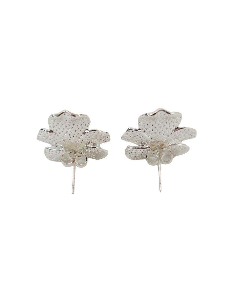 Broqueles de flor Maria Rayuela con acabado baño de rodio