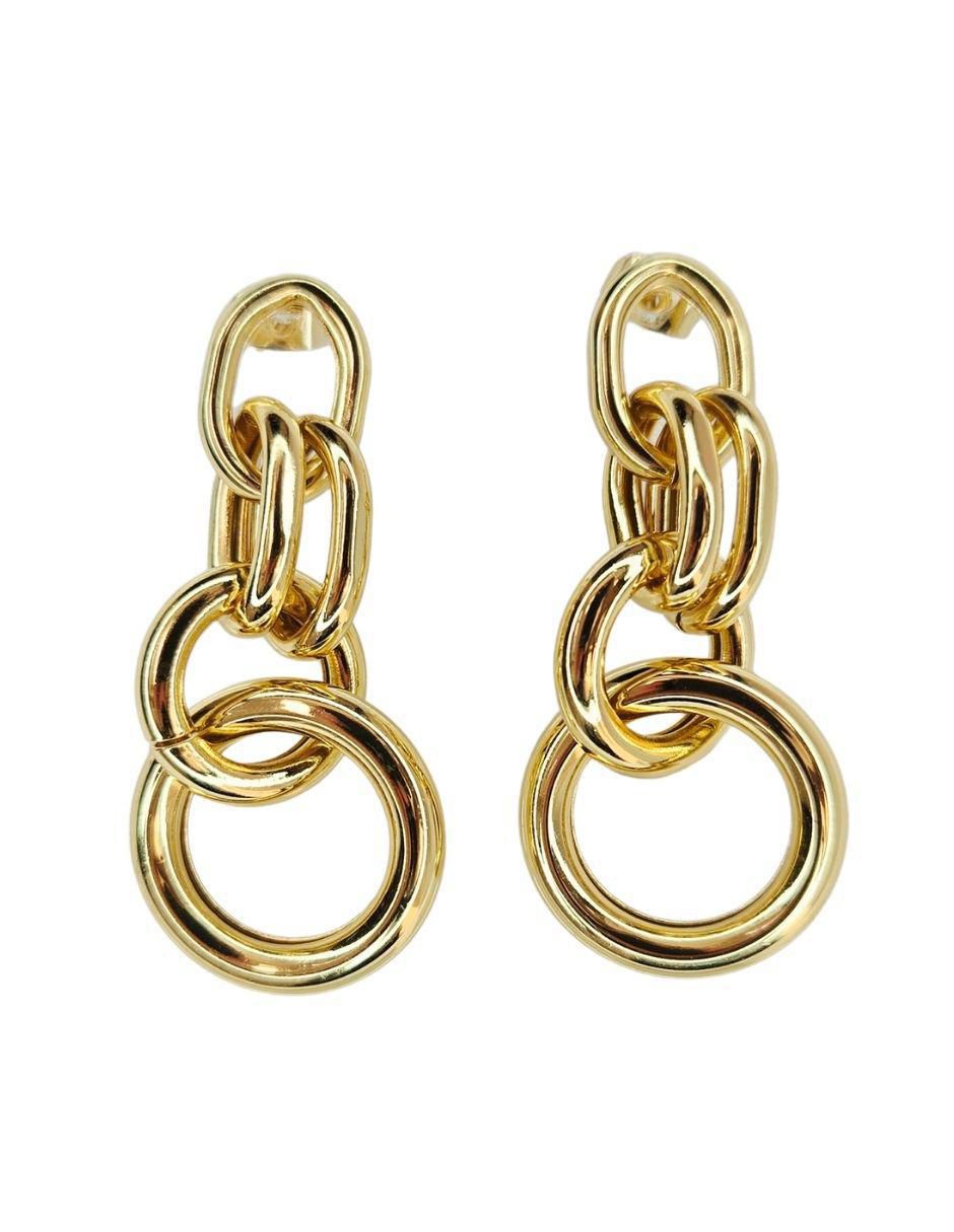 Aretes largos de eslabones Maria Rayuela de oro laminado 18 k con acabado brillante
