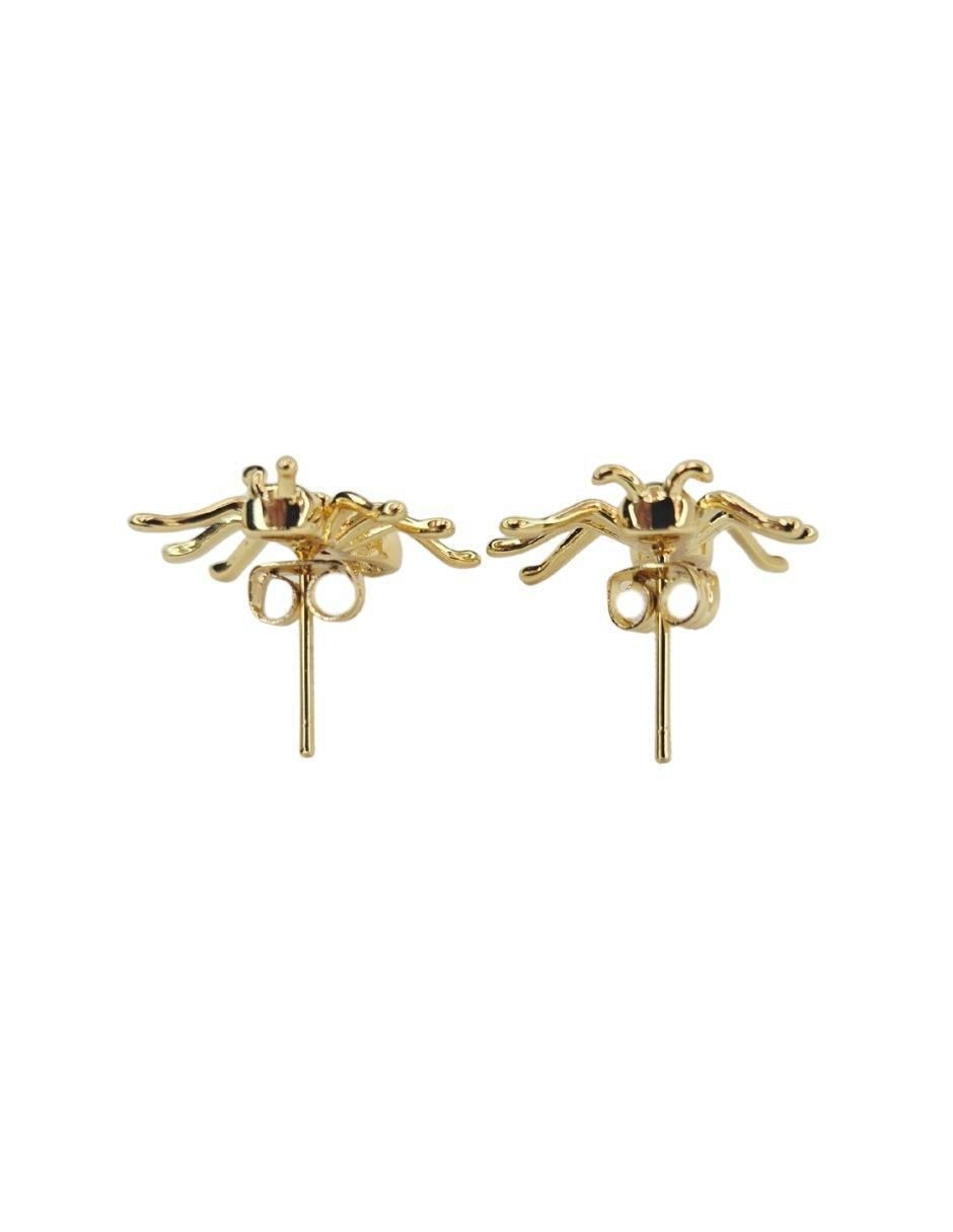Aretes cortos de hormiga Maria Rayuela de oro laminado 18 k con acabado brillante zirconia