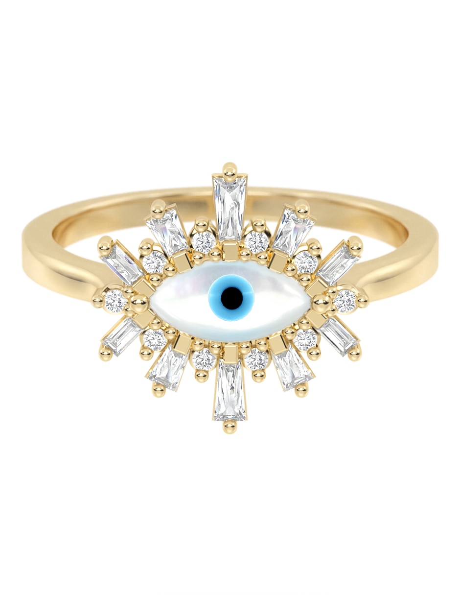 Anillo de ojo Turco 10 K de oro zirconia brillante Anillo de ojo Turco 10 K de oro zirconia brillante