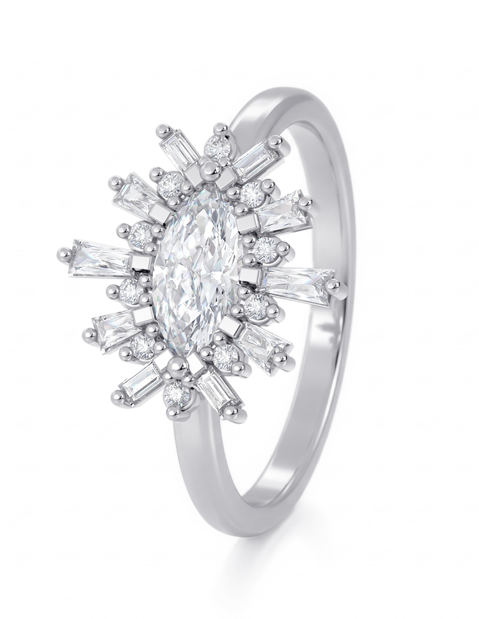 Anillo 10 K de oro zirconia brillante 4