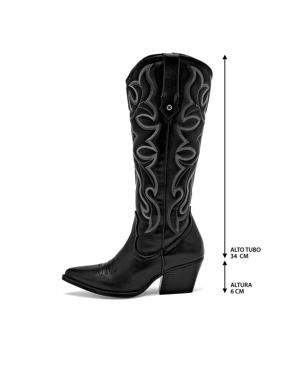 Bota cowboy media pierna Moramora para mujer