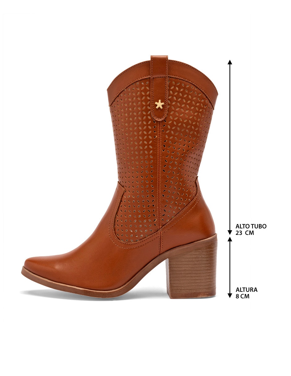 Bota cowboy arriba del tobillo Moramora para mujer