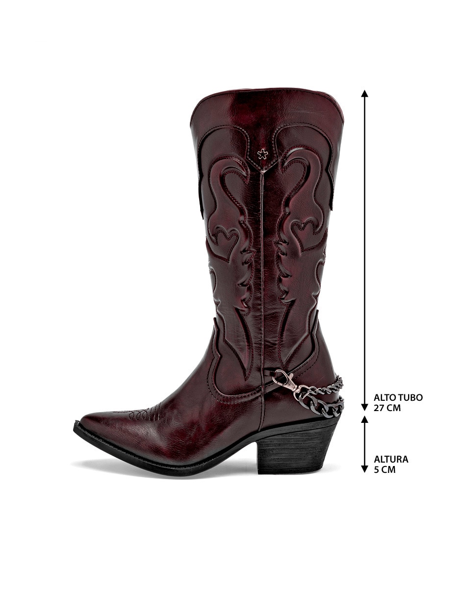 Bota cowboy media pierna Moramora para mujer