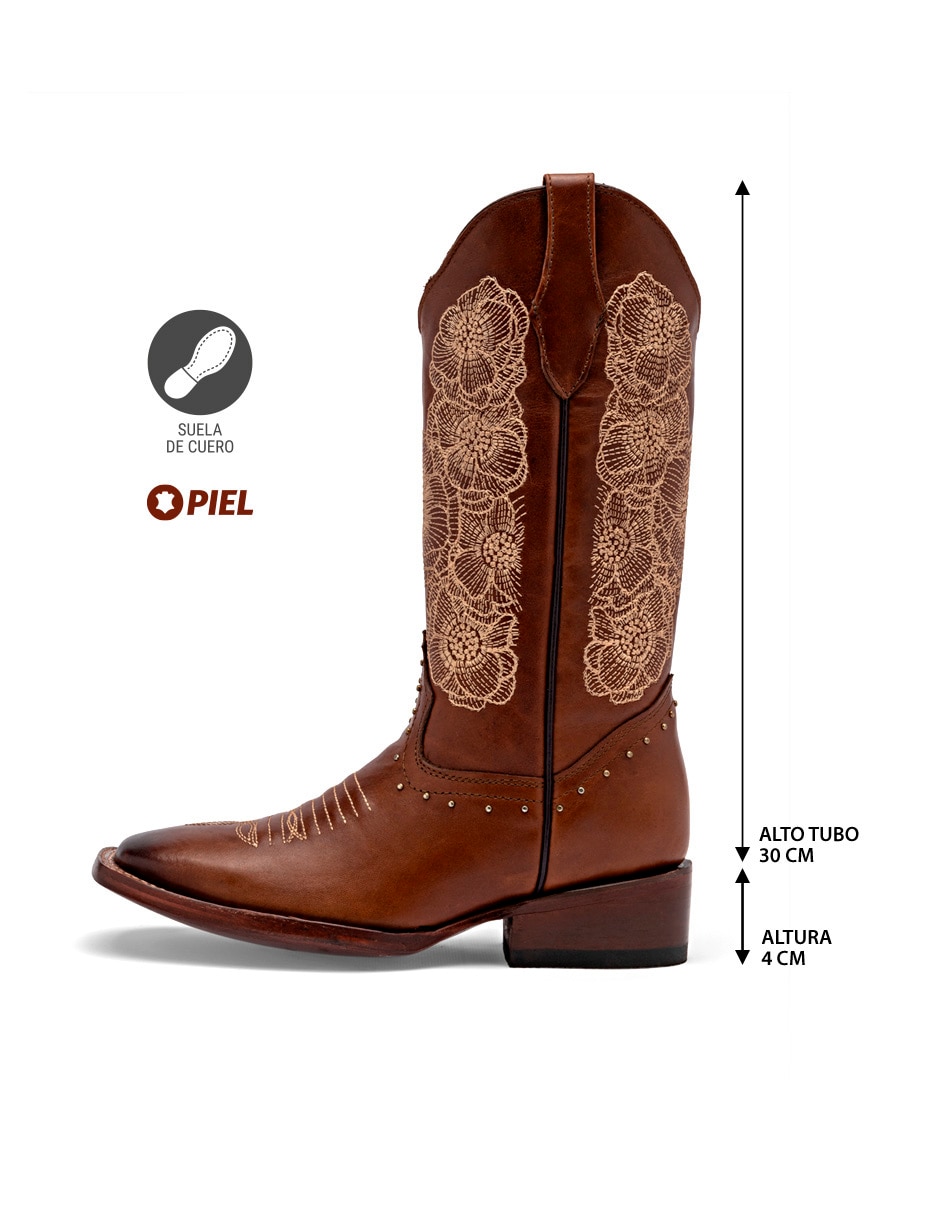 Bota cowboy media pierna Trankas Boots de piel para mujer