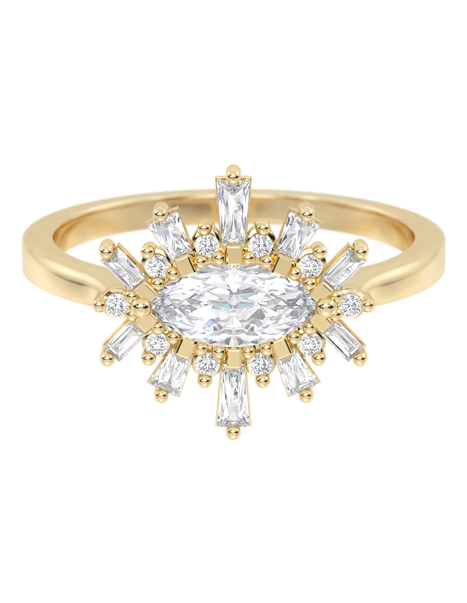 Anillo 14 K de oro circonita brillante