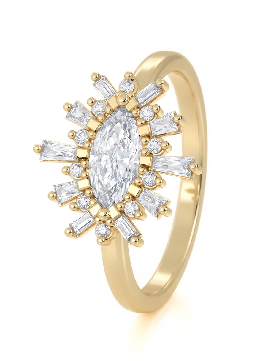Anillo abba joyas 14 k de oro circonita brillante