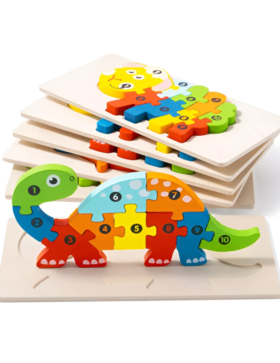 Rompecabezas didáctico de Madera para niños con animales colores y números Xtellar 6 piezas
