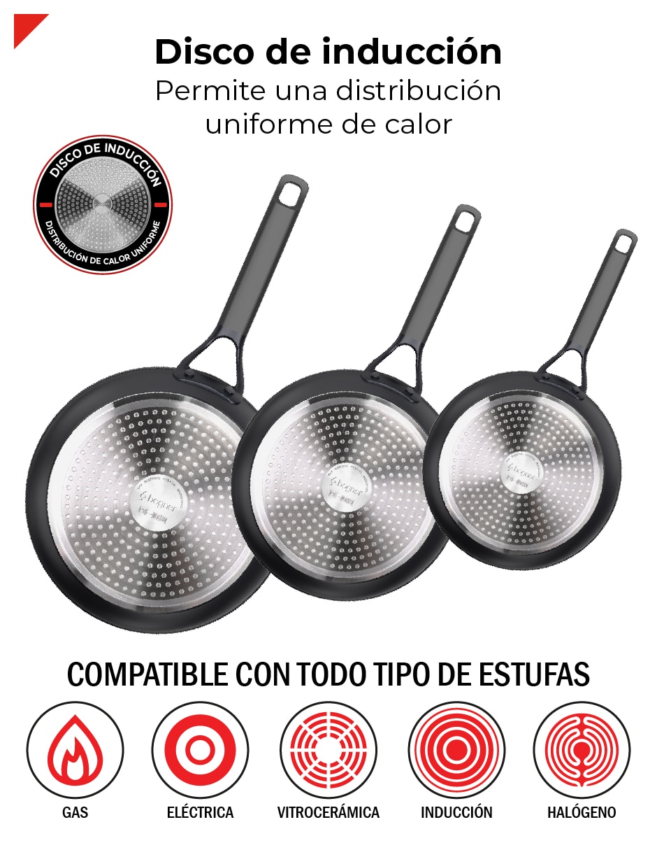 Set de sartenes Bogner Black Pro de aluminio forjado 3 piezas