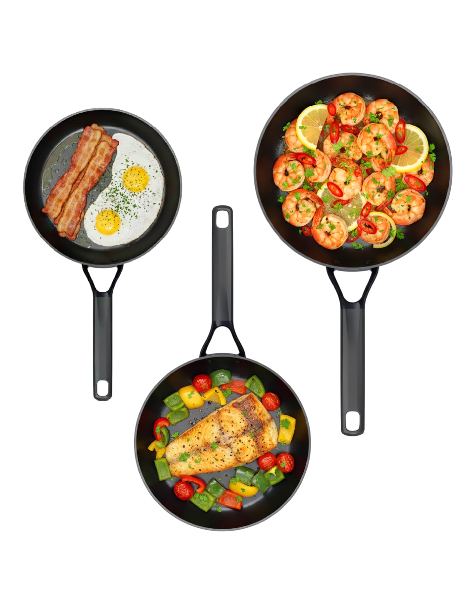 Set de sartenes Bogner Black Pro de aluminio forjado 3 piezas