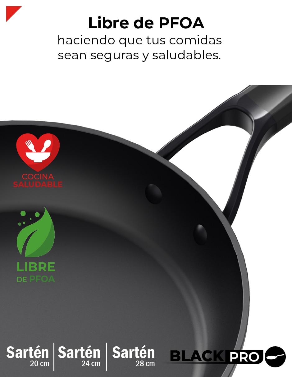 Set de sartenes Bogner Black Pro de aluminio forjado 3 piezas