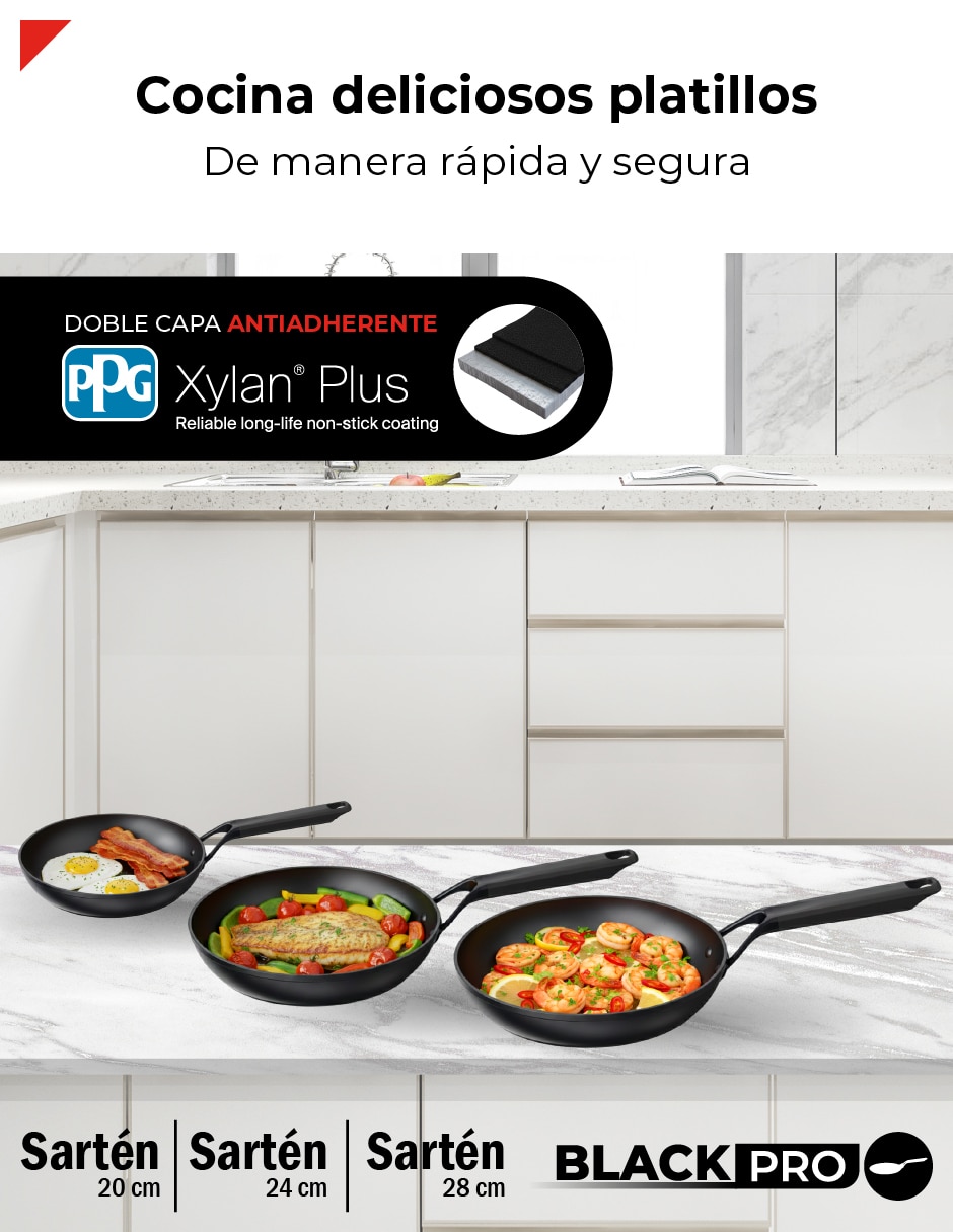 Set de sartenes Bogner Black Pro de aluminio forjado 3 piezas