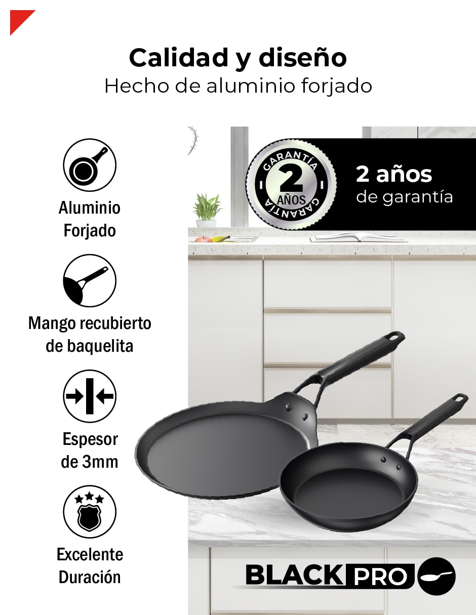 Set de sartenes Bogner Black Pro de aluminio forjado 2 piezas