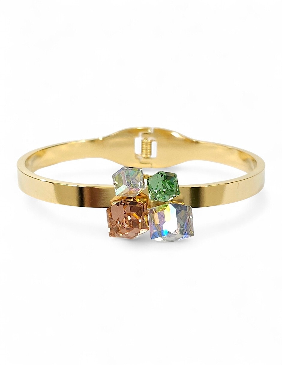 Collar pulsera anillo y aretes de cubo cristal 9