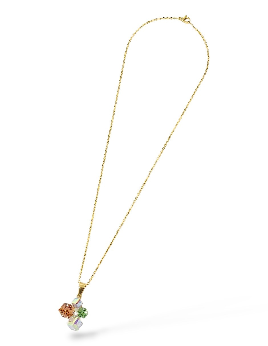Collar pulsera anillo y aretes de cubo cristal 8