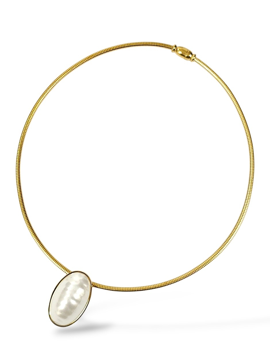 Collar pulsera anillo y aretes ovalado madre perla 4