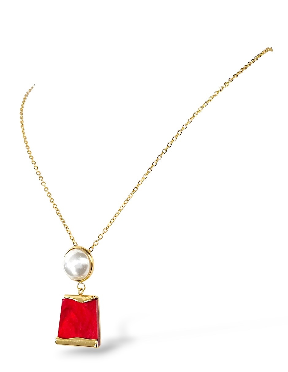 Collar pulsera anillo y aretes perla de cristal 10