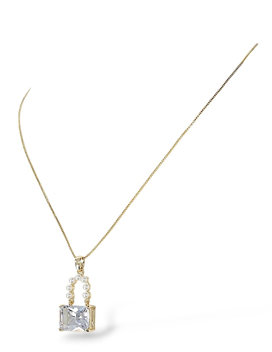 Aretes y collar de oro laminado 18 K zirconia 6