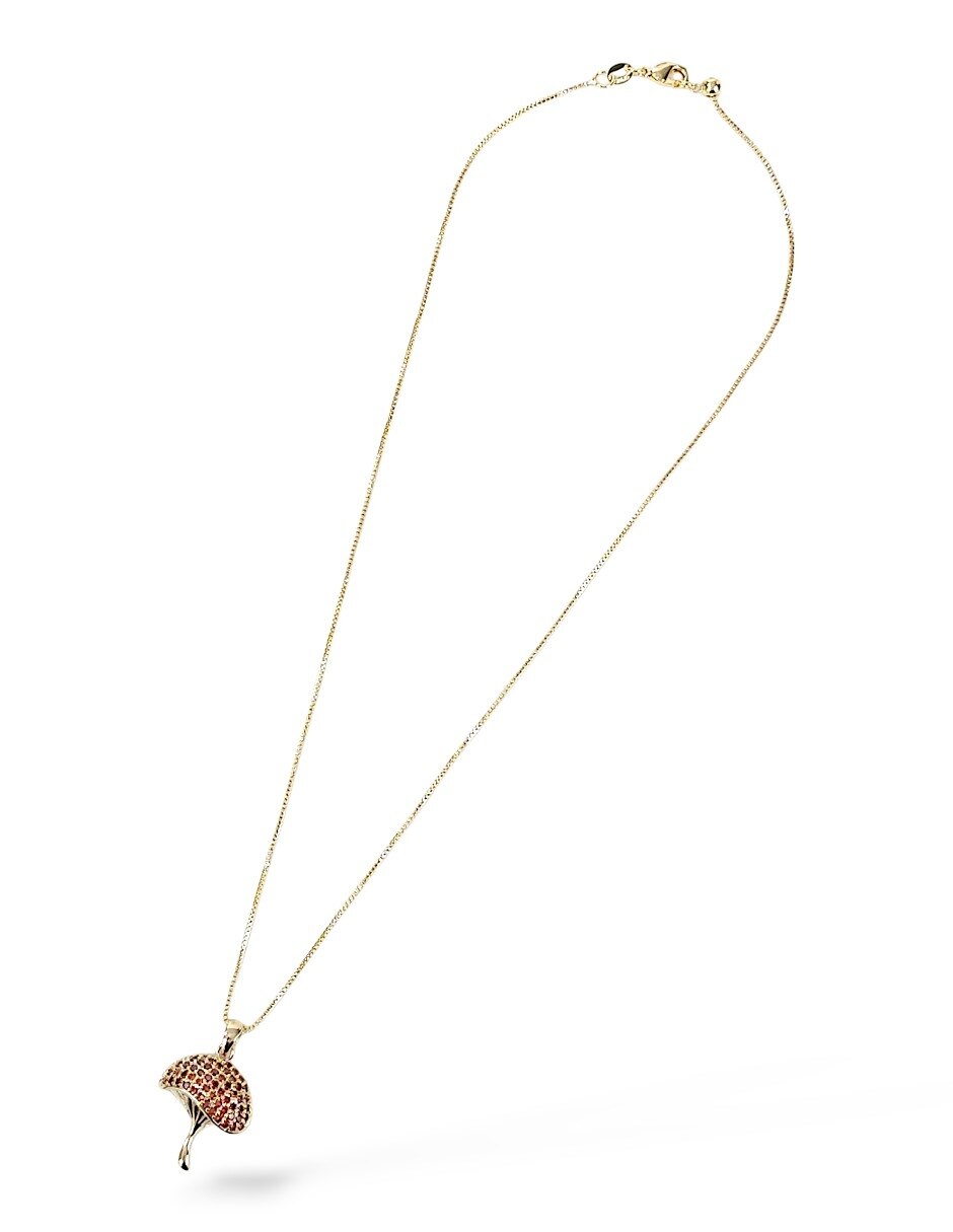 Aretes y collar de Hongo de oro laminado 18 K zirconia 5