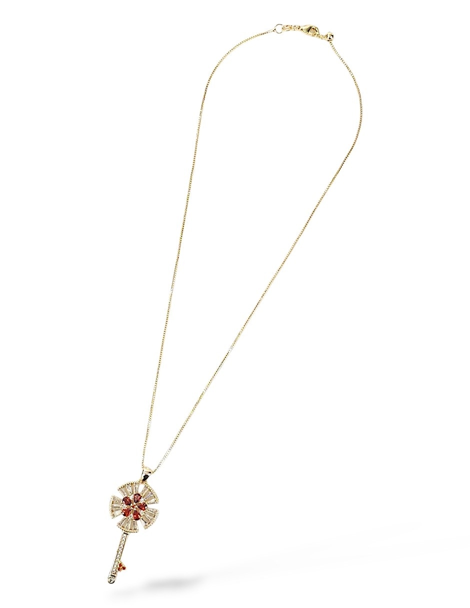 Aretes y collar de llave de oro laminado 18 k zirconia 7