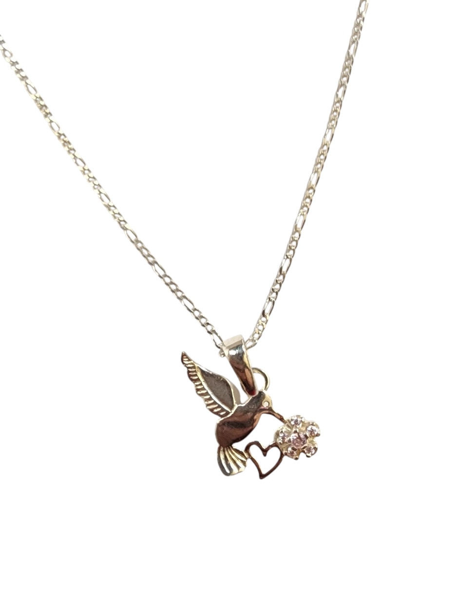 Collar con dije de Colibrí Limerence By Claudia Herrera de plata P 925