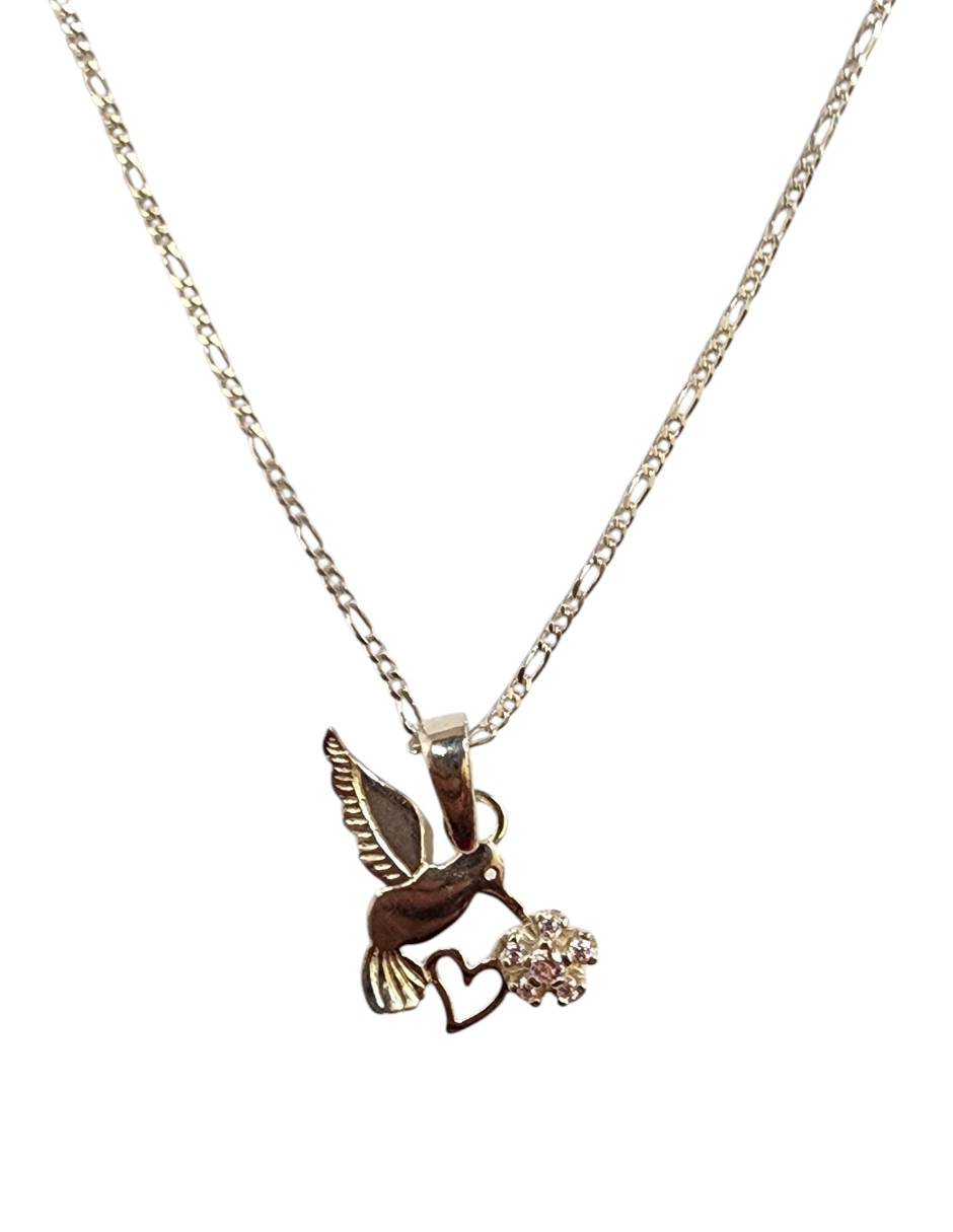 Collar con dije de Colibrí Limerence By Claudia Herrera de plata P 925