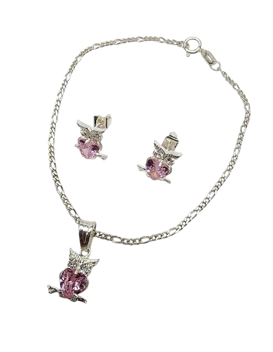 Aretes y pulsera de búho Limerence By Claudia Herrera de plata p 925 zirconia