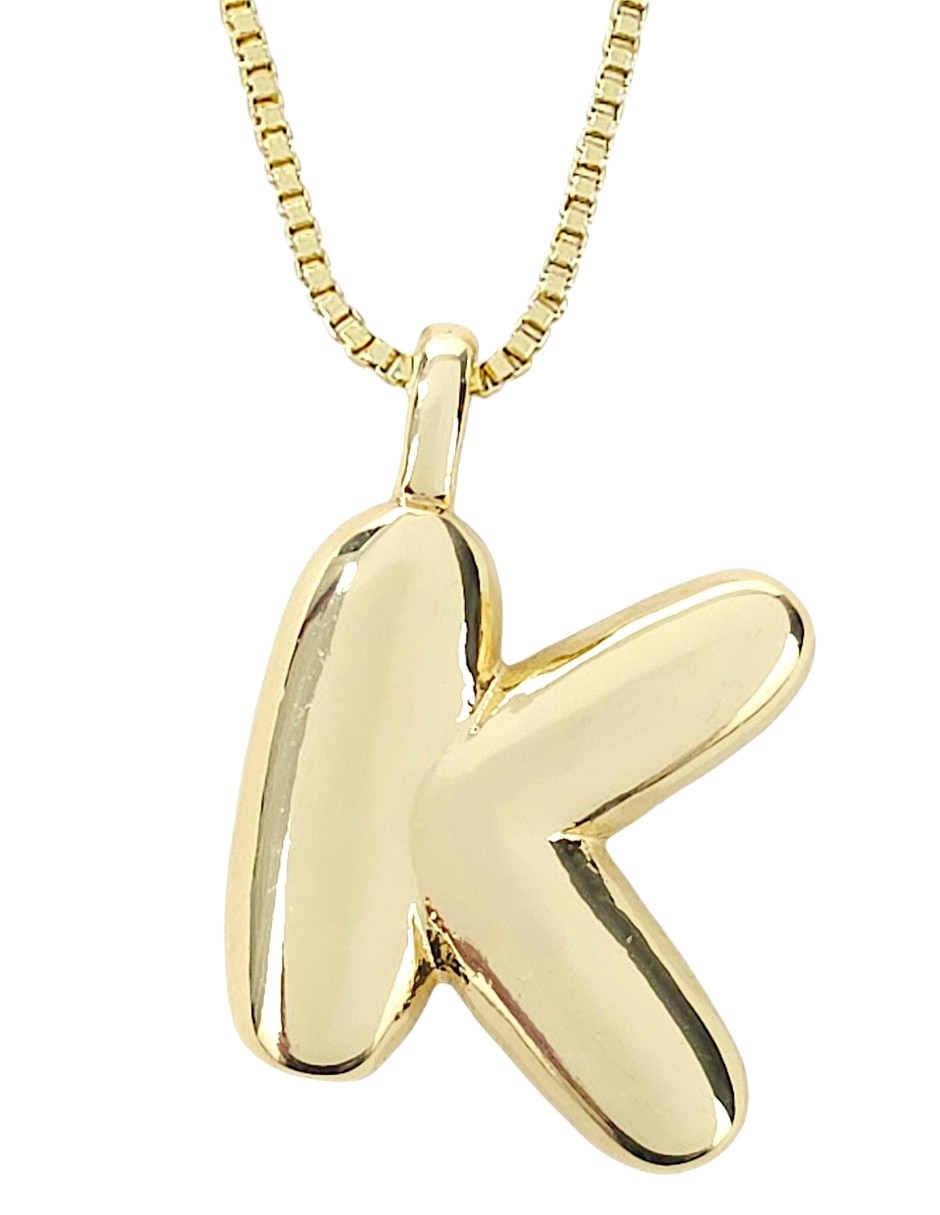 Collar con dije de letra k de oro laminado 18 k
