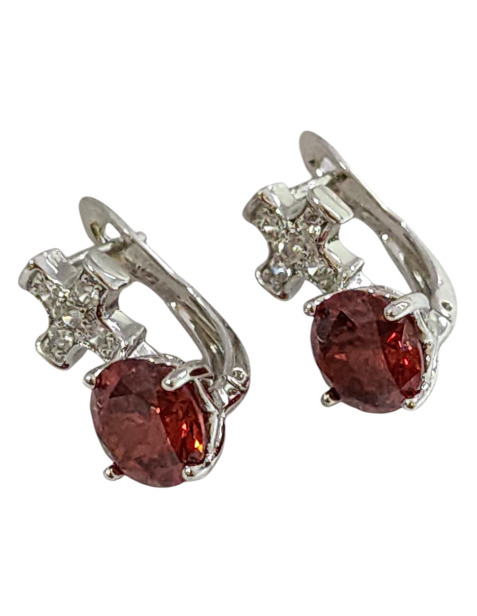 Arracadas de cruz de plata P 925 con acabado brillante zirconia 4