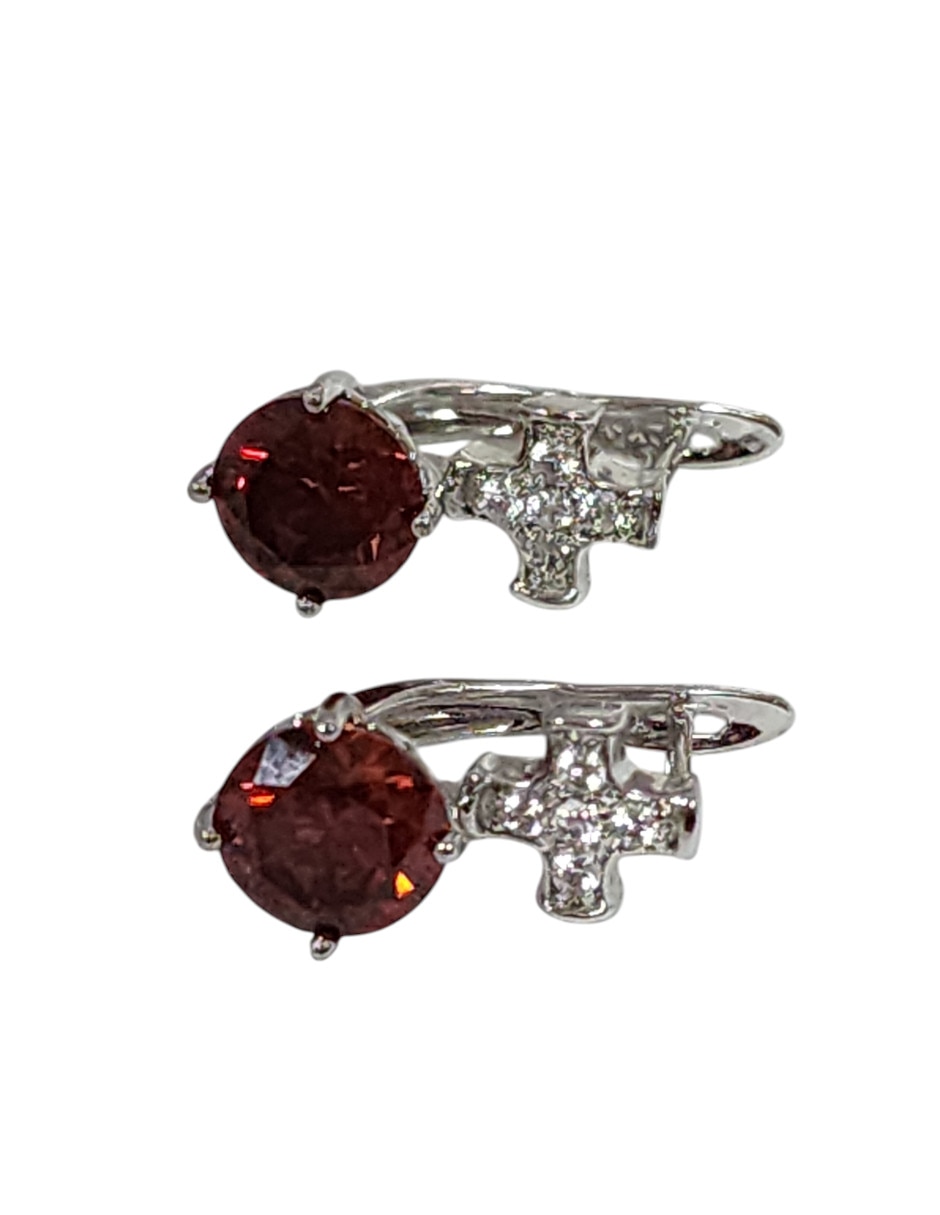 Arracadas de cruz de plata P 925 con acabado brillante zirconia 3