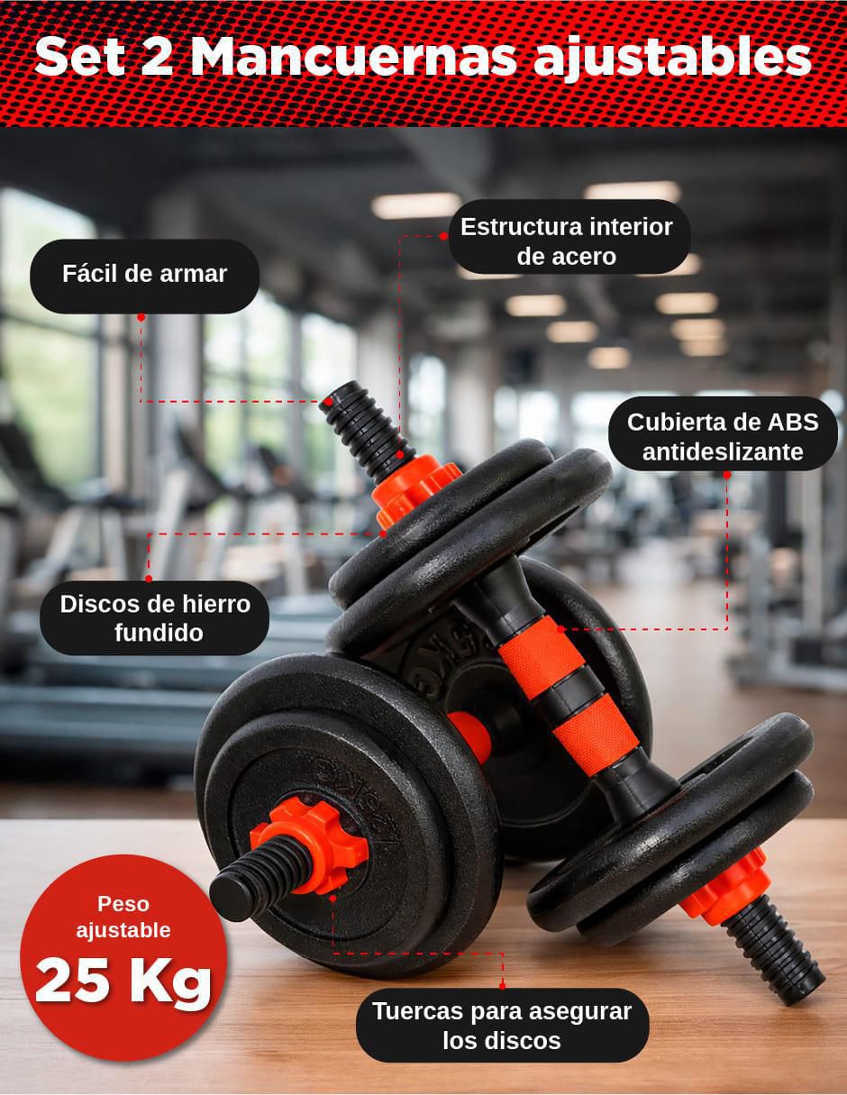 Set mancuernas de peso variable 25 kg 18 piezas 6