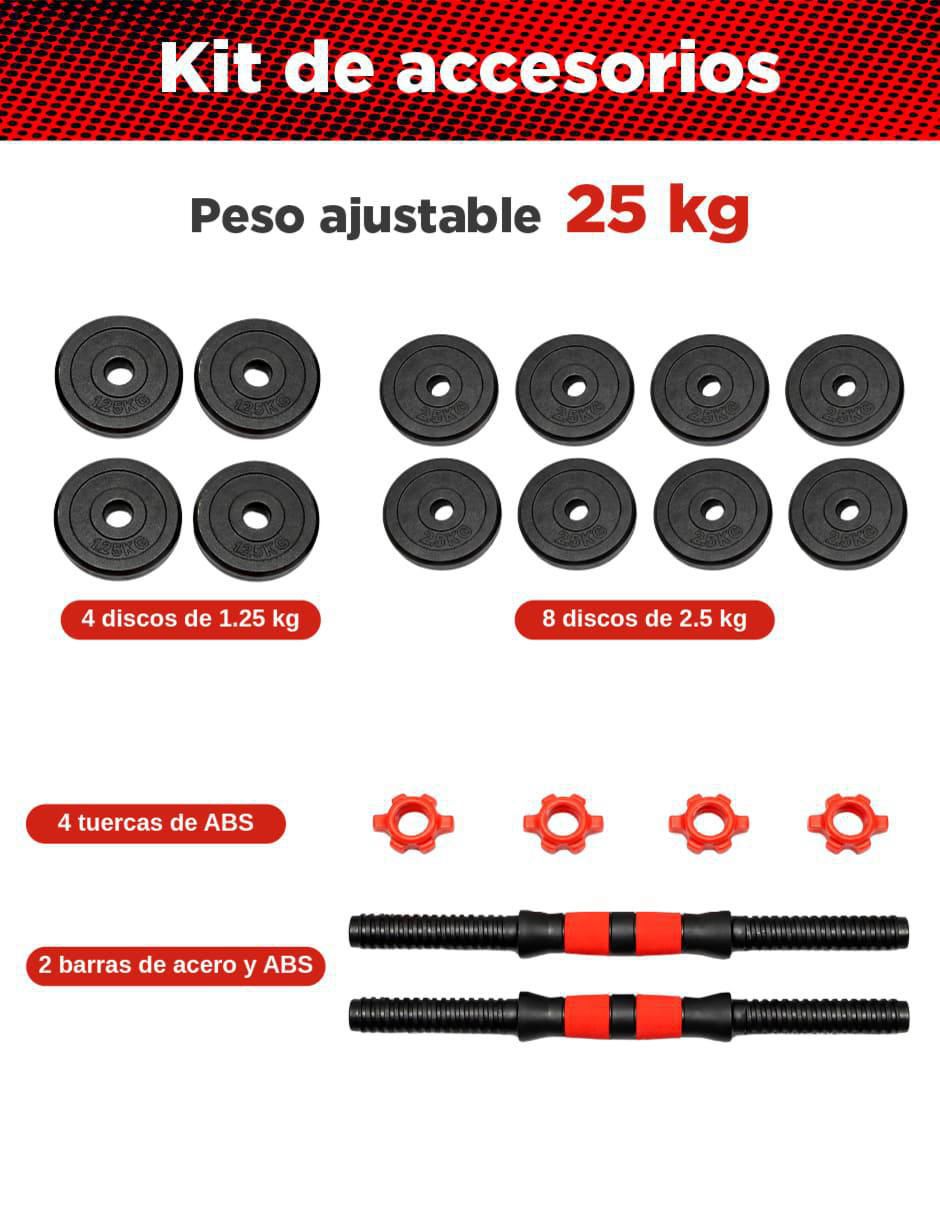 Set mancuernas de peso variable 25 kg 18 piezas 5