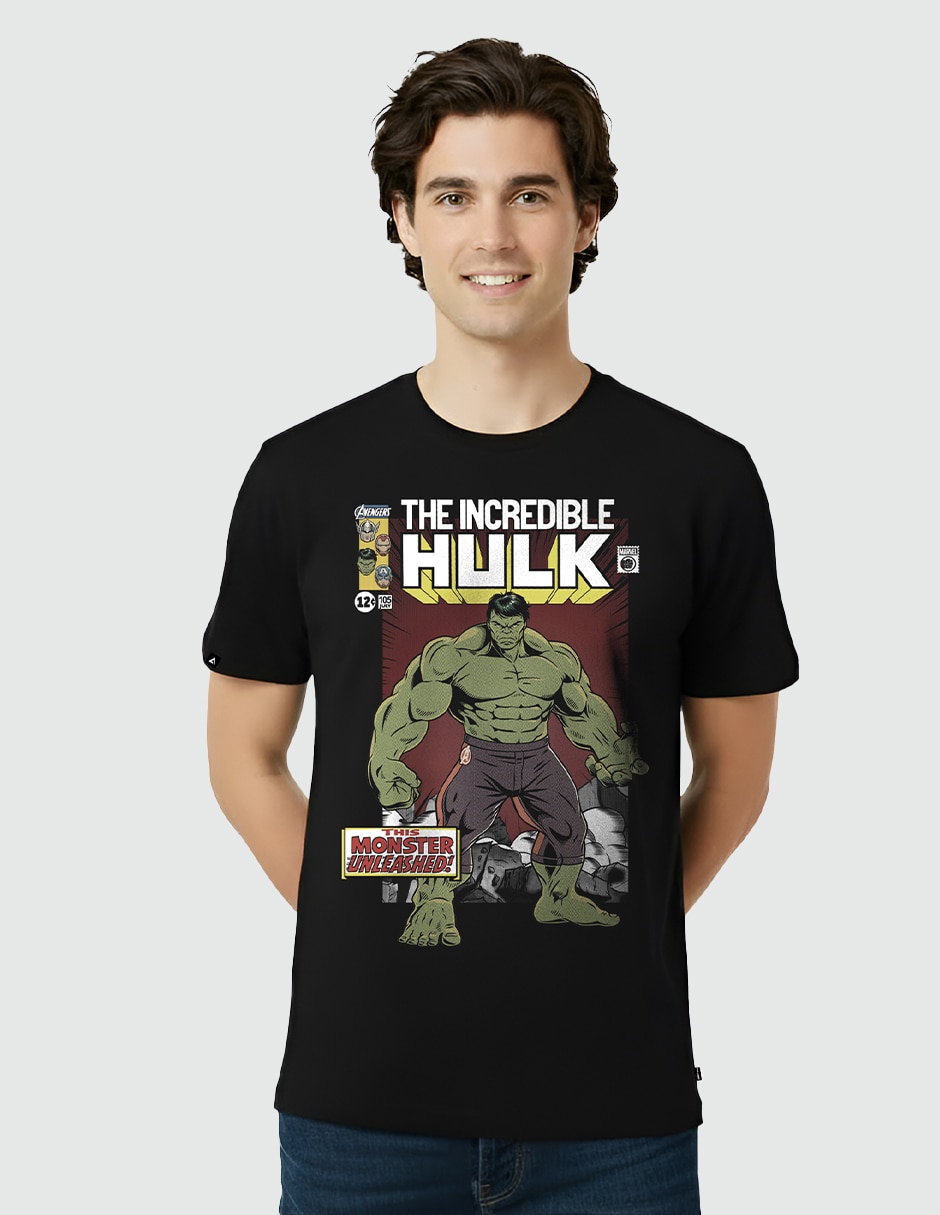 Playera marvel hulk comic cuello redondo para hombre